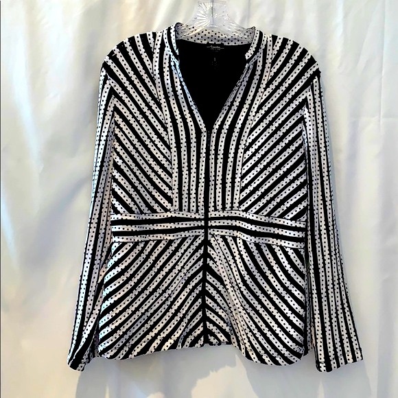 Chico's Jackets & Blazers - 💎Chico’s Travelers Black&White Stripped Jacket(M)